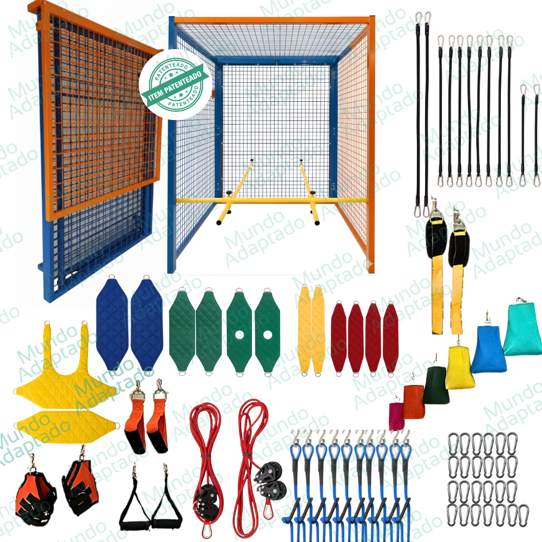 Combo 4-Gaiola Dobrável 1,50X1,50X2m+Kit Barras+Kit Acessórios com Cinto 6 Pontos
