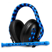Abafador auditivo 14 db TEA com arco black blue e Flauta doce aprender a tocar